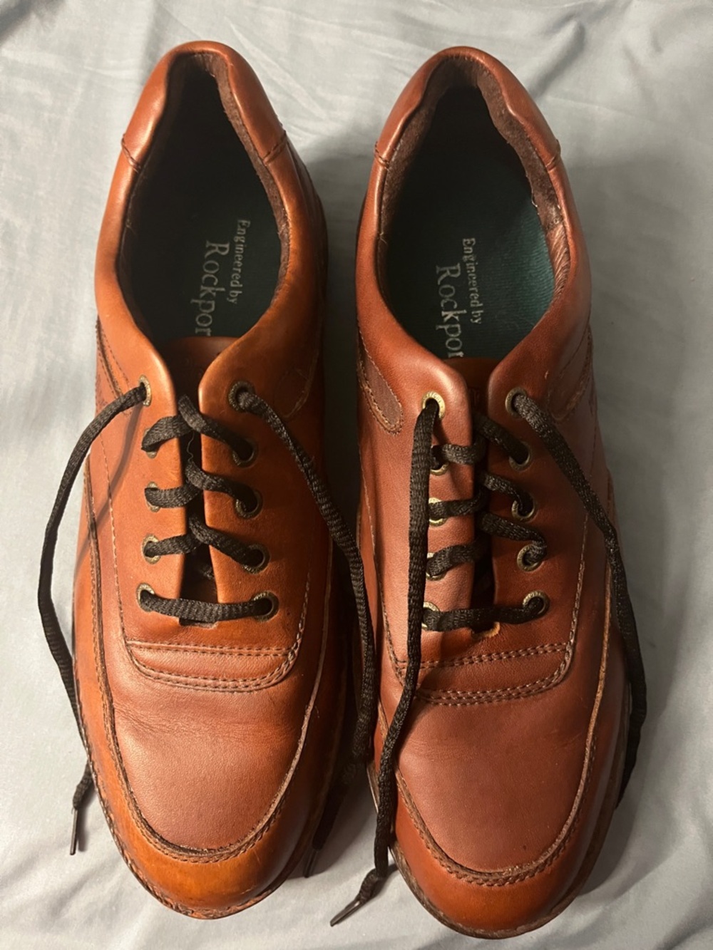 Rockport Men's Cognac Brown Leather Lace-Up Oxfords